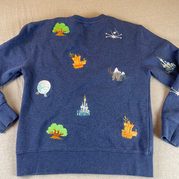 Walt Disney World Embroidered Icons Sweatshirt S Small Blue - Picture 2 of 11